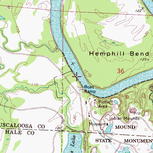 Topographic Map of Rossers Bluff Landing (historical), AL