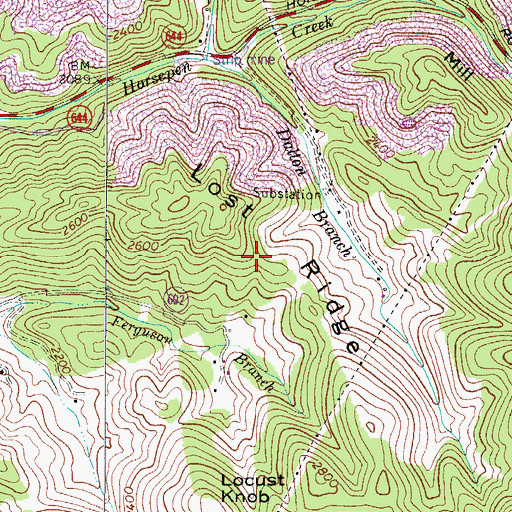 Topographic Map of Lost Ridge, VA
