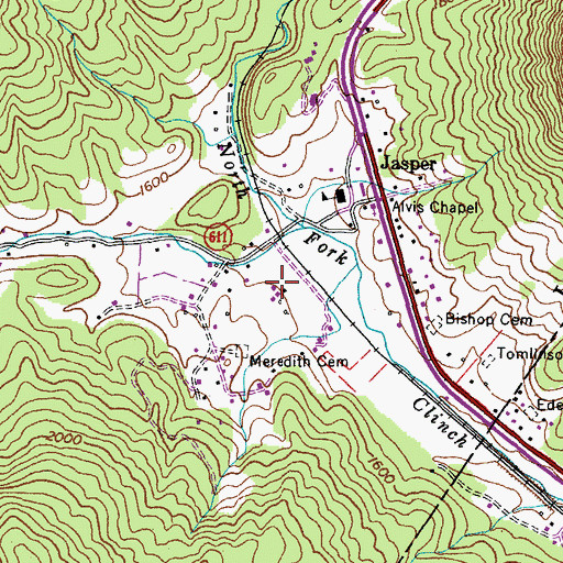 Topographic Map of Lovelady Valley, VA