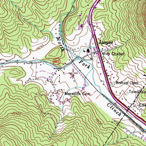 Topographic Map of Lovelady Valley, VA