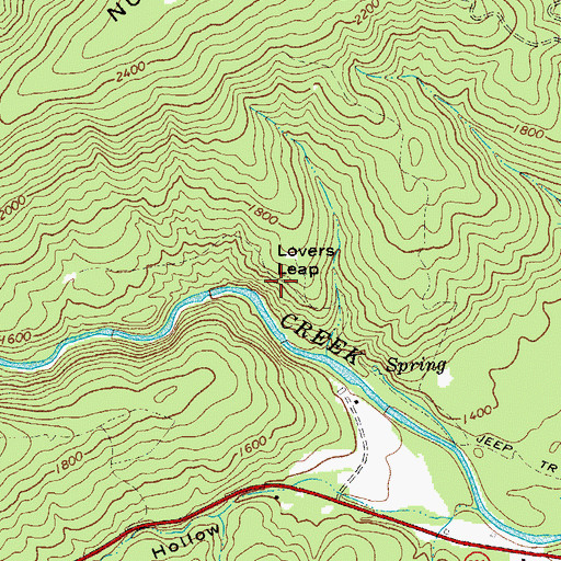 Topographic Map of Lovers Leap, VA