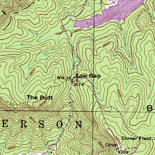 Topographic Map of Low Gap, VA