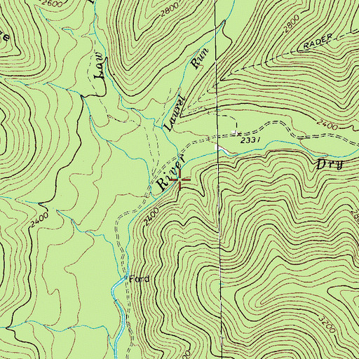 Topographic Map of Low Place Run, VA