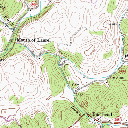 Topographic Map of Lowe Branch, VA