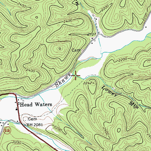 Topographic Map of Lower Mountain Lick, VA