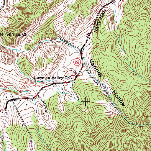 Topographic Map of Lowman Valley Church, VA