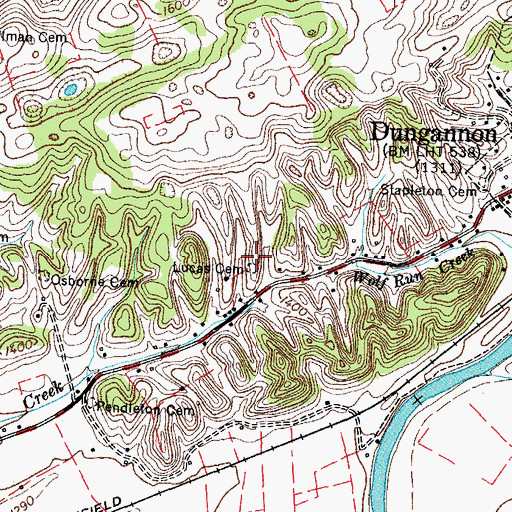 Topographic Map of Lucas Cemetery, VA
