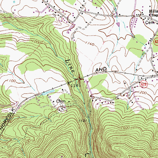 Topographic Map of Lucas Hollow, VA