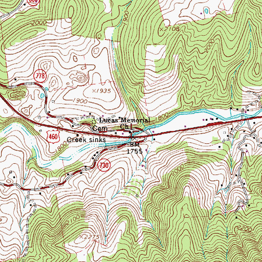 Topographic Map of Lucas Memorial Church, VA