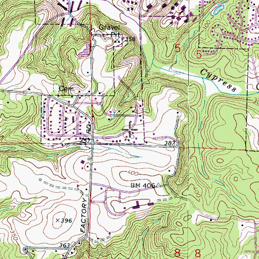Topographic Map of Running Brook, AL