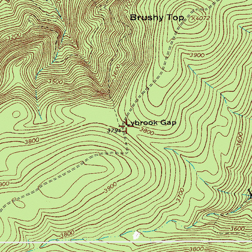 Topographic Map of Lybrook Gap, VA