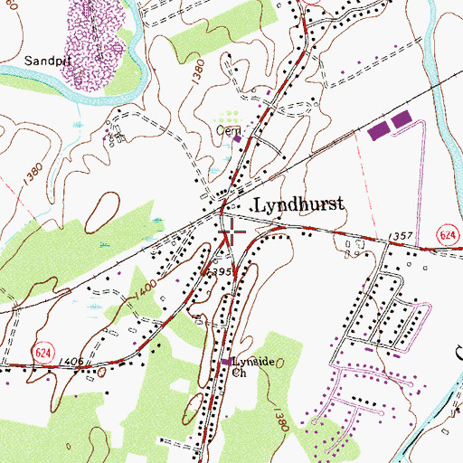 Topographic Map of Lyndhurst, VA