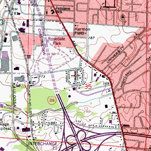 Topographic Map of Sahama Village, AL