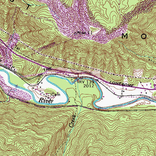 Topographic Map of Machine Creek, VA