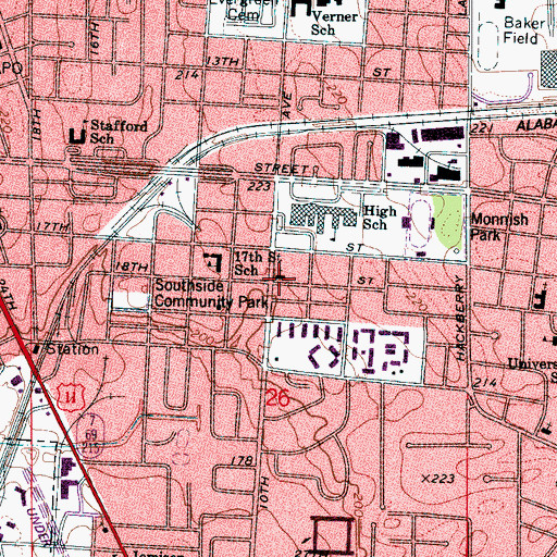 Topographic Map of Saint John Baptist Church, AL