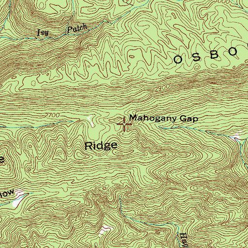 Topographic Map of Mahogany Gap, VA