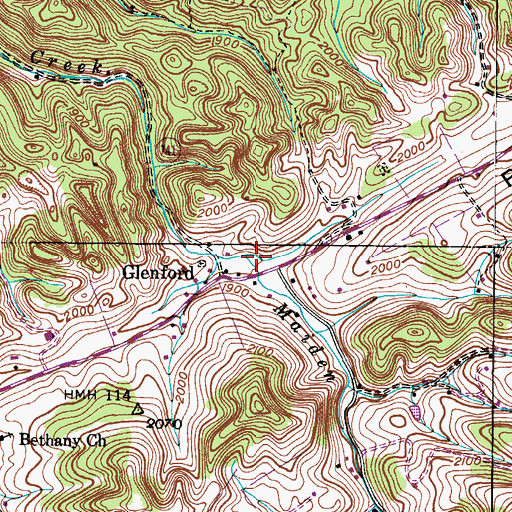 Topographic Map of Maiden Creek, VA