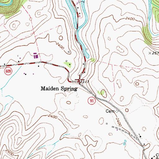 Topographic Map of Maiden Spring, VA