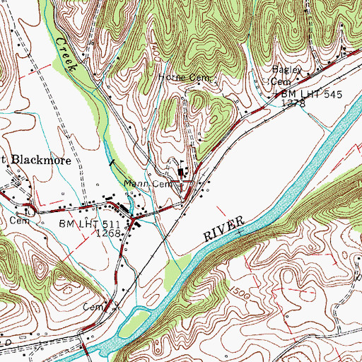 Topographic Map of Mann Cemetery, VA