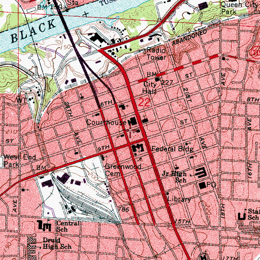 Topographic Map of Saint Johns School (historical), AL