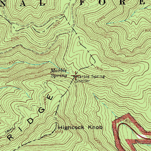 Topographic Map of Marble Spring Shelter, VA