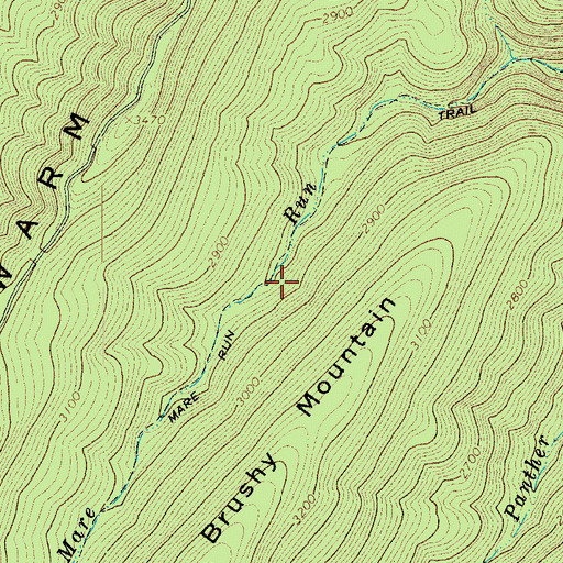 Topographic Map of Mare Run Trail, VA