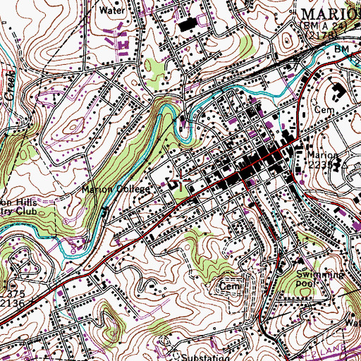 Topographic Map of Marion College (historical), VA