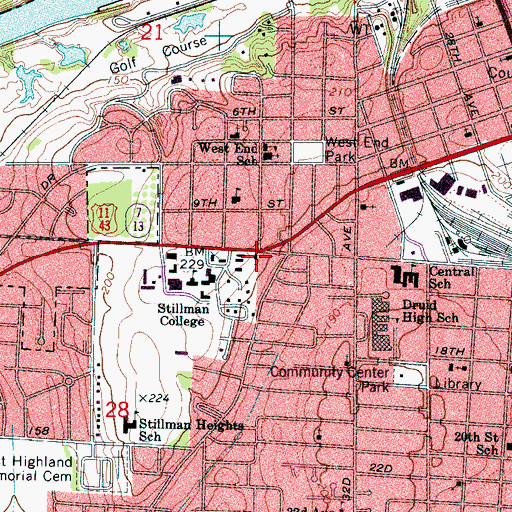 Topographic Map of Saint Paul Baptist Church, AL