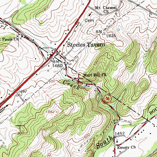 Topographic Map of Marl Hill Church, VA
