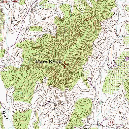 Topographic Map of Mars Knob, VA