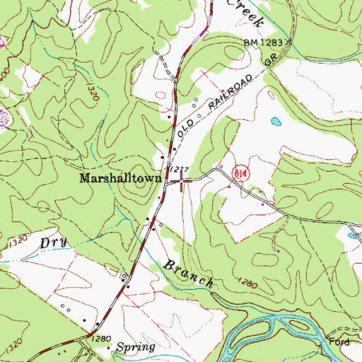 Topographic Map of Marshalltown, VA