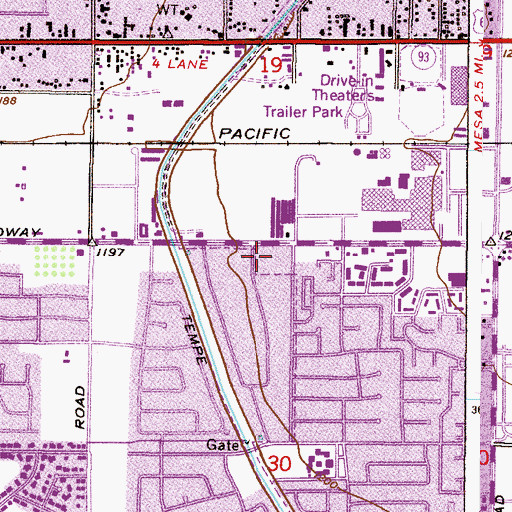 Topographic Map of Pace East Number One Subdivision Mini Park, AZ