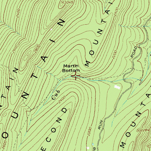 Topographic Map of Martin Bottom, VA