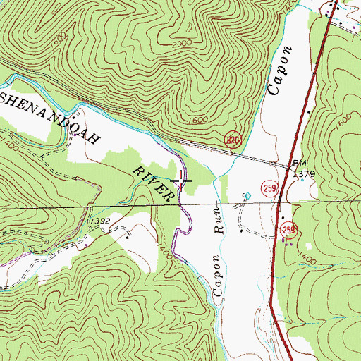 Topographic Map of Martin Lick Run, VA