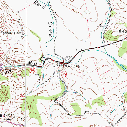 Topographic Map of Marvin Church, VA