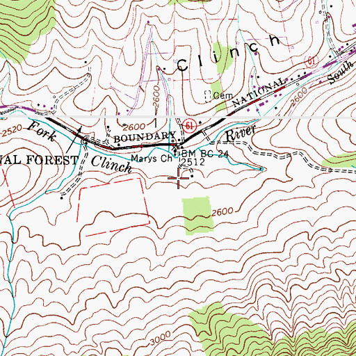 Topographic Map of Marys Church, VA