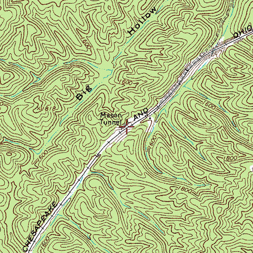 Topographic Map of Mason Tunnel, VA