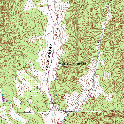 Topographic Map of Massie Memorial Church, VA