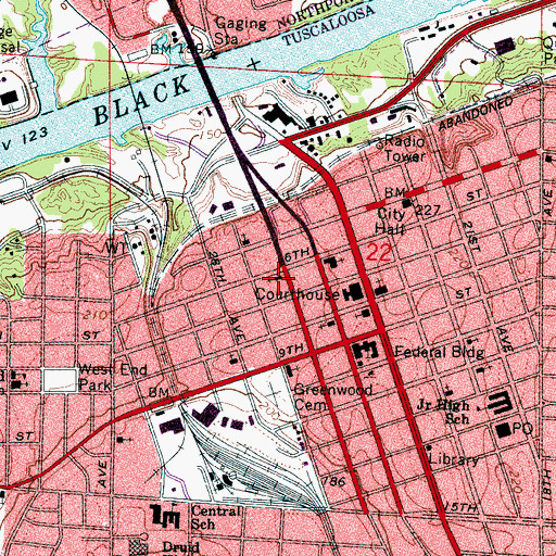 Topographic Map of Saint Phillips Church (historical), AL