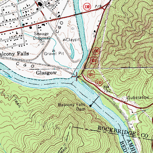Topographic Map of Maury River, VA