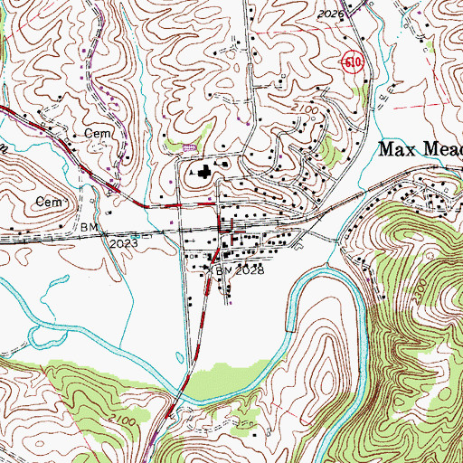 Topographic Map of Max Meadows, VA
