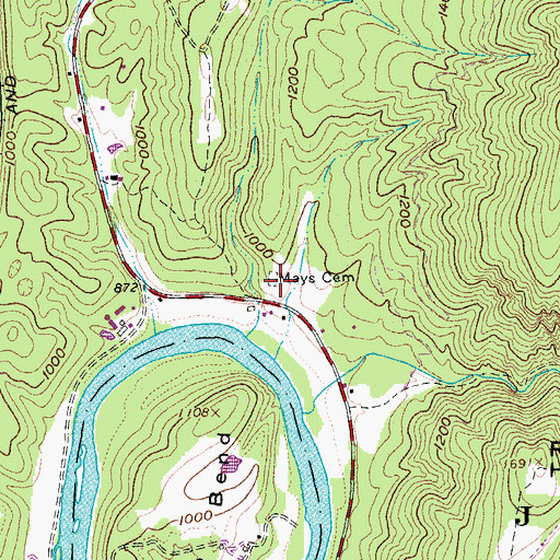 Topographic Map of Mays Cemetery, VA