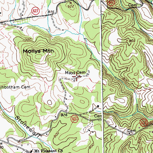 Topographic Map of Mays Cemetery, VA