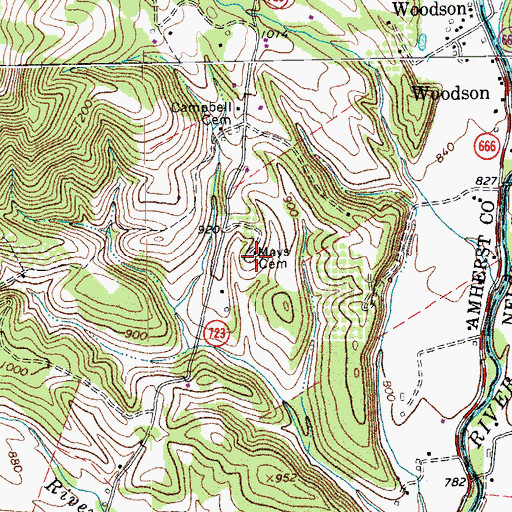 Topographic Map of Mays Cemetery, VA