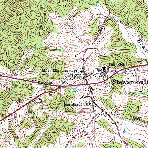 Topographic Map of Mays Memorial Church, VA