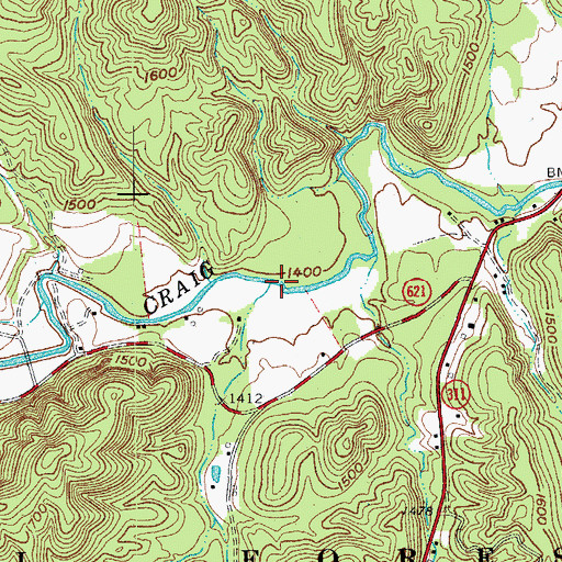 Topographic Map of McAfee Run, VA