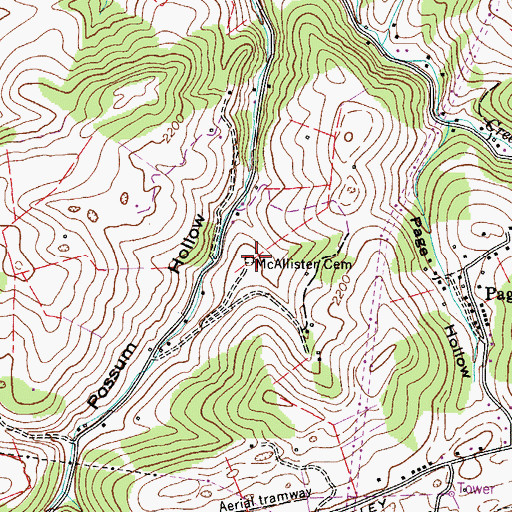 Topographic Map of McAllister Cemetery, VA