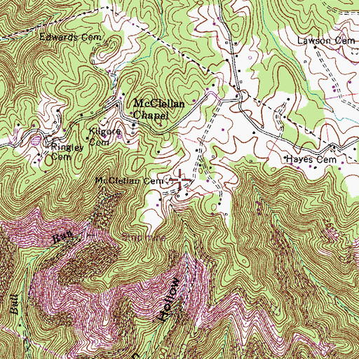 Topographic Map of McClellan Cemetery, VA