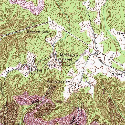 Topographic Map of McClellan Chapel, VA