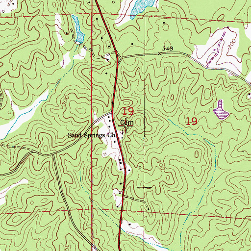 Topographic Map of Sand Springs Cemetery, AL